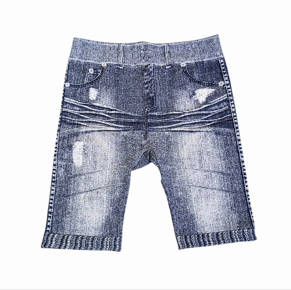 Faux Denim Bermuda Shorts